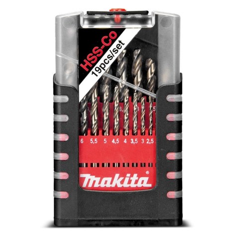Grąžtų komplektas metalui Makita D-67561 HSS-Co; 1-10 mm; 19 vnt.