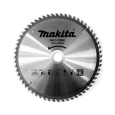 Pjovimo diskas aliuminiui Makita; 210x2,4x30,0 mm; Z60; 5°