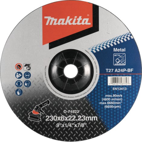 Šlifavimo diskas Makita D-74522; A24P; 230x6x22,23 mm