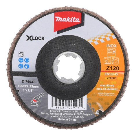 Vėduoklinis šlifavimo diskas Makita D-76037; X-Lock; 125 mm; K120