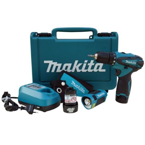 Suktuvas-gręžtuvas Makita DF330DWLE; 10,8 V; 2x1,3 Ah akum.