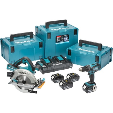 Įrankių rinkinys Makita DLX2103PMJ (DHS710 + DDF453); 18 V; 4x4,0 Ah akum.