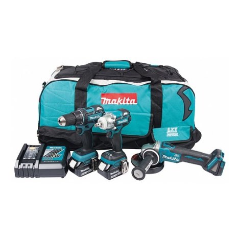 Įrankių rinkinys Makita DLX3035T (DDF480+DGA504Z+DTW281); 18 V; 2x5,0 Ah akum.