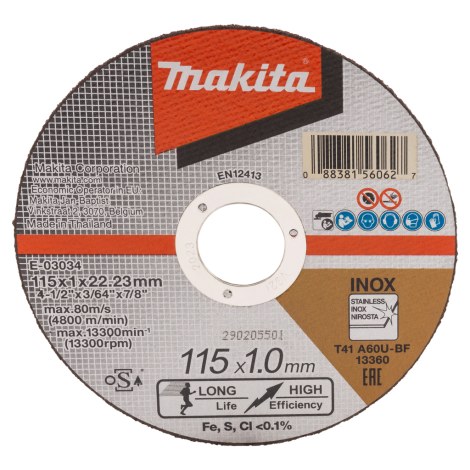 Abrazyvinis pjovimo diskas Makita E-03034; 115x1,0x22,23 mm