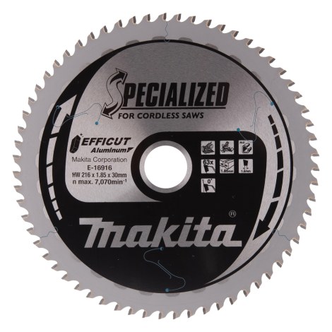 Pjovimo diskas aliuminiui Makita E-16916; 216x30 mm; Z63; 0°