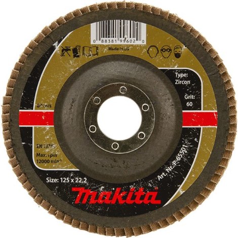 Vėduoklinis šlifavimo diskas Makita P-65501; 125x22,23 mm; K60 