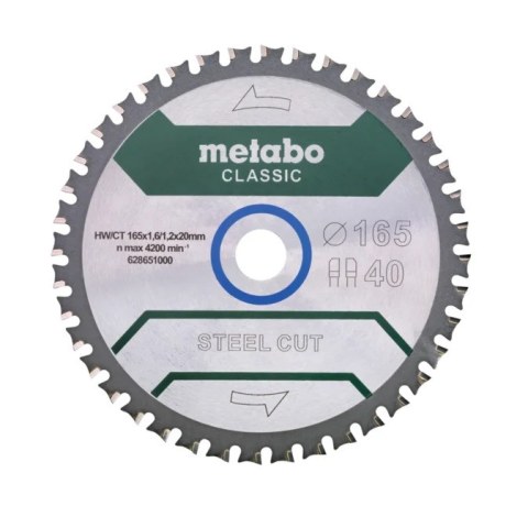 Pjovimo diskas Metabo FZ/FA STEEL CUT/SANDWICH PANEL CLASSIC 165x20x40 mm; 4°