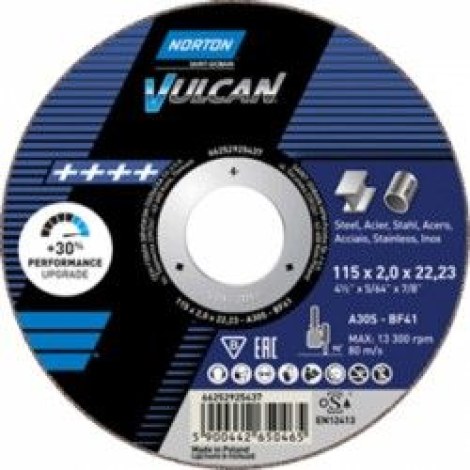 Abrazyvinis pjovimo diskas Norton Vulcan; 125x1,0x22,23 mm; A 60 S-BF41