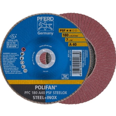 Vėduoklinis šlifavimo diskas Pferd PSF PFC POLIFAN; 180 mm; Z40; 1 vnt. 