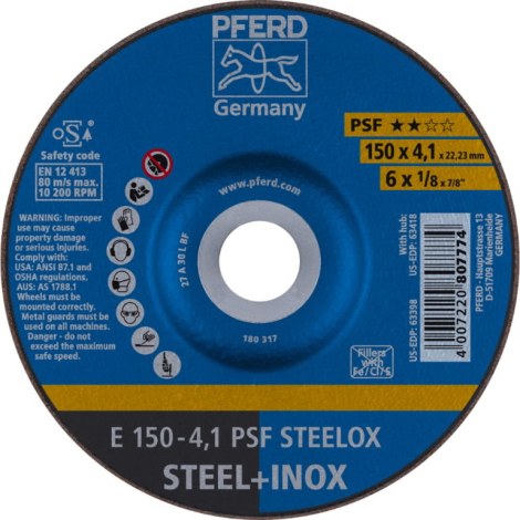 Šlifavimo diskas Pferd PSF Steelox; 150x4,1 mm 