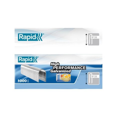 Kabės Rapid 11893502; 1000 vnt.; tipas 28; galvanizuotos