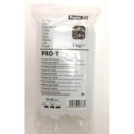 Klijų strypeliai Rapid PRO-T; 12x190 mm; 1 kg; skaidrūs