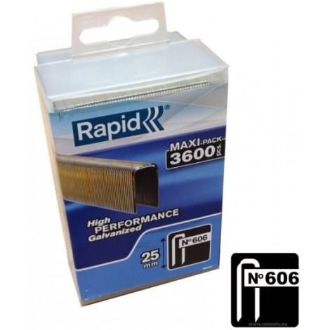 Kabės Rapid; 6x25 mm; 3600 vnt.; tipas 606