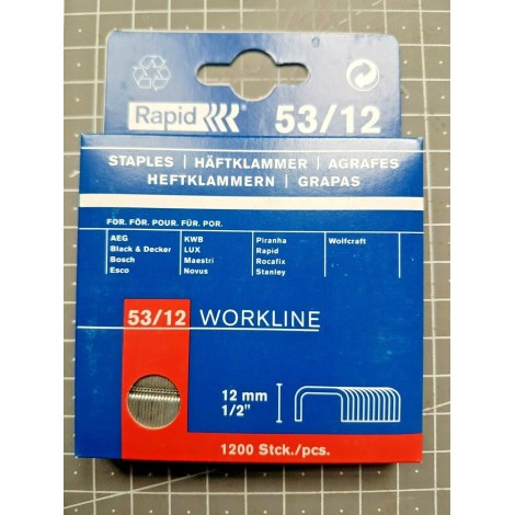 Kabės Rapid 11859601; 12 mm; 1200 vnt.; tipas 53