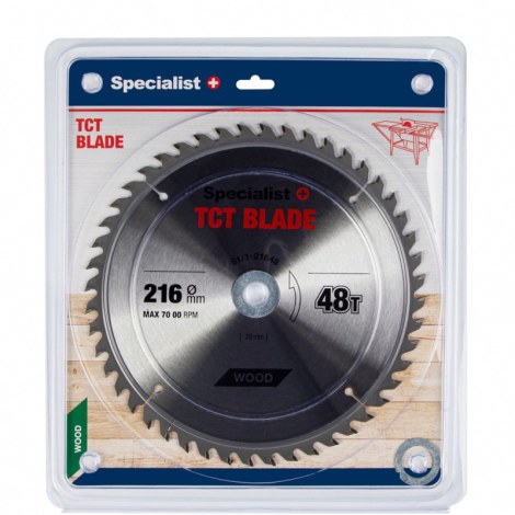 Pjovimo diskas medienai Specialist Wood; 216x1,4x30/20/16 mm; Z48 
