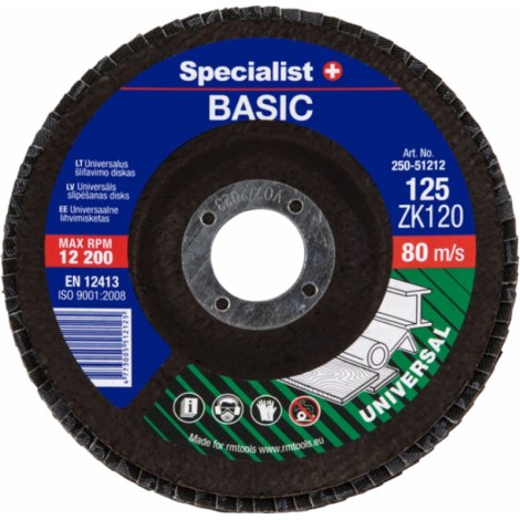 Vėduoklinis šlifavimo diskas Specialist 250-51212ZK120; 125 mm; K120