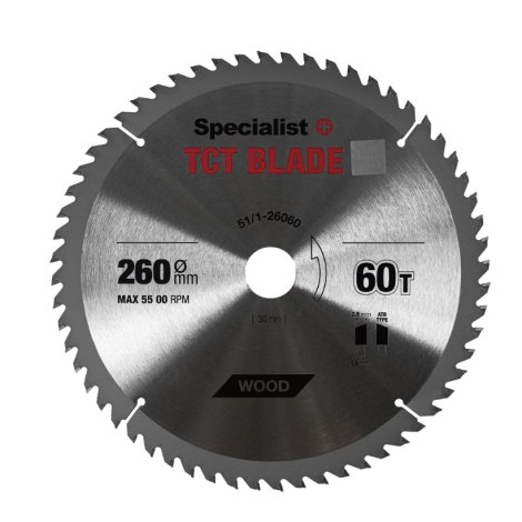 Pjovimo diskas medienai Specialist+ Wood; 260x30 mm; Z60
