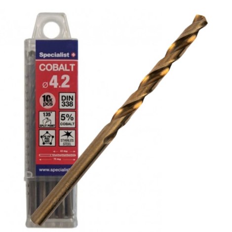 Grąžtas metalui Specialist Cobalt; 4,2x75 mm; 10 vnt.