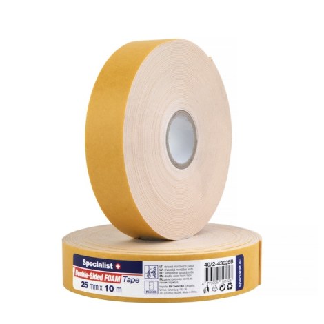 Dvipusė lipni juosta Specialist 40/2-43025B; 25 mm; 10 m; balta