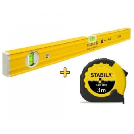 Gulsčiukas Stabila 80A; 80 cm + matavimo ruletė Stabila BMT; 3 m