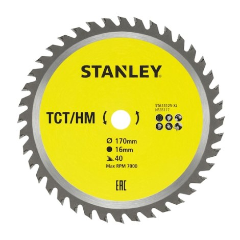 Pjovimo diskas Stanley STA13125-XJ; 170x16 mm; Z40