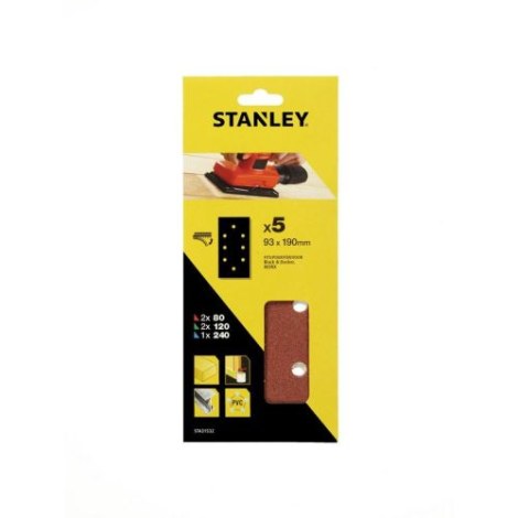 Šlifavimo popierius Stanley STA31532-XJ; 93x190 mm; 5 vnt.