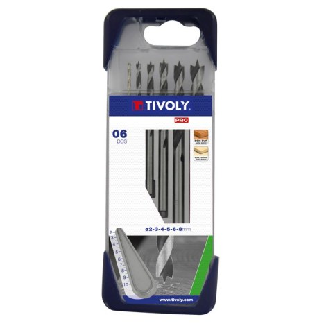 Grąžtų komplektas medienai Tivoly Clipster PRO; 2-8 mm; 6 vnt.