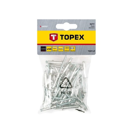 Kniedės Topex 43E507; 4,8x23 mm; 50 vnt.