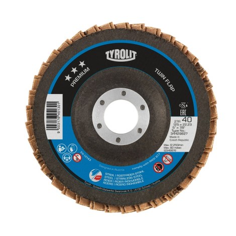 Vėduoklinis šlifavimo diskas Tyrolit T34429827; 125x22,23 mm; K40