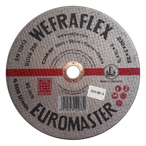 Abrazyvinis pjovimo diskas Wefra; 230x3x22 mm akmeniui