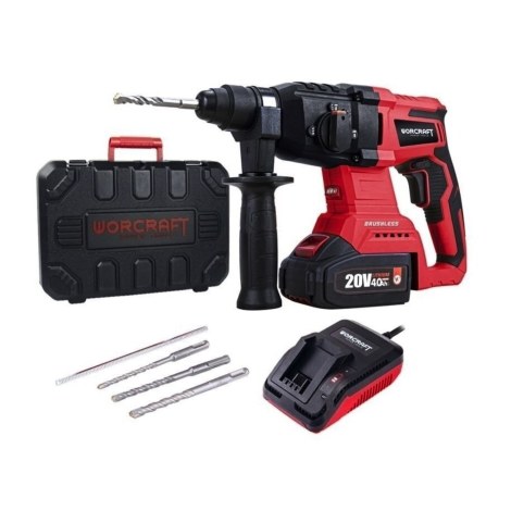 Akumuliatorinis perforatorius Worcraft CRH-S20LiBAM; 20 V; 3,0 J; 1x4,0 Ah akum. + priedai