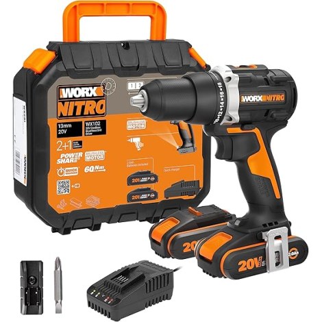 Akumuliatorinis suktuvas-gręžtuvas Worx WX102; 20 V; 2x2,0 Ah akum.