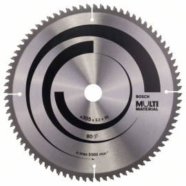 Pjovimo diskas medienai Bosch MULTI MATERIAL; 305x3,2x30,0 mm; Z80; -5°  