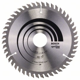 Pjovimo diskas medienai Bosch OPTILINE WOOD; 165x2,6x30,0 mm; Z48; 15°  