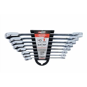 Kombinuotas raktas su terkšle AWTools AW39997; 8-22 mm; 8 vnt.