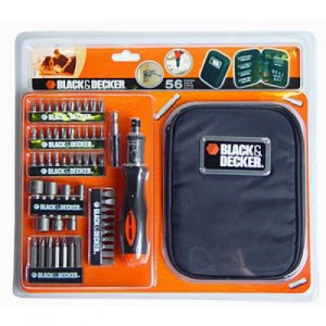 Sukimo antgalių rinkinys Black&Decker A 7104; 56 vnt. + rankinis atsuktuvas