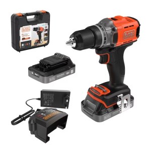Suktuvas-gręžtuvas Black & Decker BCD382D2XK-QW; 18 V; 2x2,0 Ah akum.