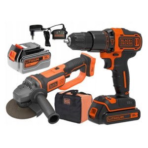 Įrankių rinkinys Black & Decker BCK24D1M1S-QW (BCD700 + BCG720); 1x2,0/4,0 Ah akum.