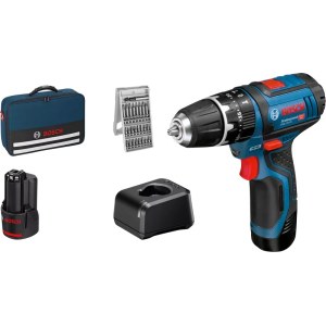 Smūginis suktuvas-gręžtuvas Bosch GSB 12V-15; 12 V; 2x2,0 Ah akum.