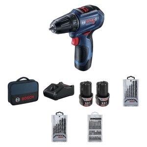 Suktuvas-gręžtuvas Bosch GSR 12V-30; 12 V; 2x2,0 Ah akum. + priedai