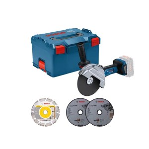 Kampinis šlifuoklis Bosch GWS 18V-180 P Professional; 18 V (be akumuliatoriaus ir pakrovėjo) + L-BOXX 238