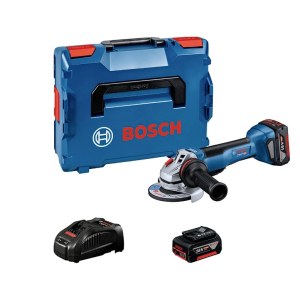 Kampinis šlifuoklis Bosch GWS 18V-10 P Professional; 18 V; 2x5,0 Ah akum.