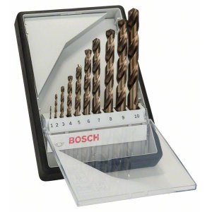 Grąžtų komplektas metalui Bosch HSS-CO; 1-10 mm; 10 vnt.