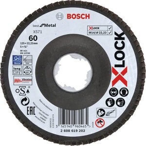 Vėduoklinis šlifavimo diskas Bosch X-LOCK; 125 mm; K 60