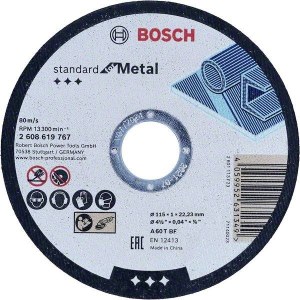 Abrazyvinis pjovimo diskas Bosch Standard for Metal 2608619767; 115x22,23 mm