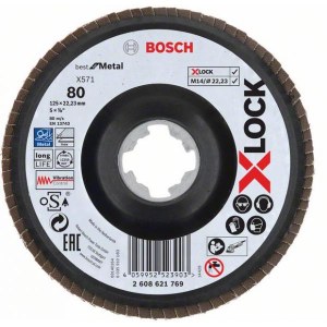 Vėduoklinis šlifavimo diskas Bosch Best for Metal X571; X-Lock; 115 mm; K120
