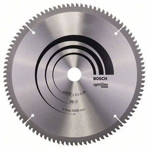 Pjovimo diskas medienai Bosch OPTILINE WOOD; 305x2,5x30,0 mm; Z96; -5°  