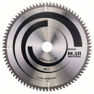 Pjovimo diskas medienai Bosch MULTI MATERIAL; 254x3,2x30,0 mm; Z80; -5°  