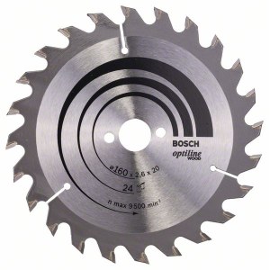 Pjovimo diskas medienai Bosch OPTILINE WOOD; 160x2,6x20,0 mm; Z24; 15°  