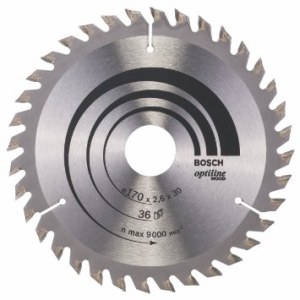 Pjovimo diskas medienai Bosch OPTILINE WOOD; 170x2,6x30,0 mm; Z36; 15°  